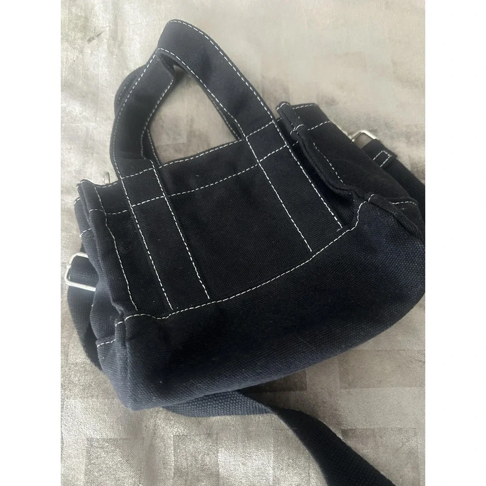 Urban Outfitters BDG Mini‎ Canvas Tote Bag Black White Stitching Crossbody